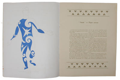 BALLETS RUSSES. PROGRAMME. PARIS 1917. Les Ballets Russes a Paris. Représentations Exceptionelles avec le gracieux Concours des Artistes de M. Serge de Diaghilew. - Programme des Ballets Russes. Les Ballets Russes à Paris. Saison - Mai 1917. [Guillau... - [HAND-PAINTED BY PICASSO - COINING "SURREALISM"] (photo 2)