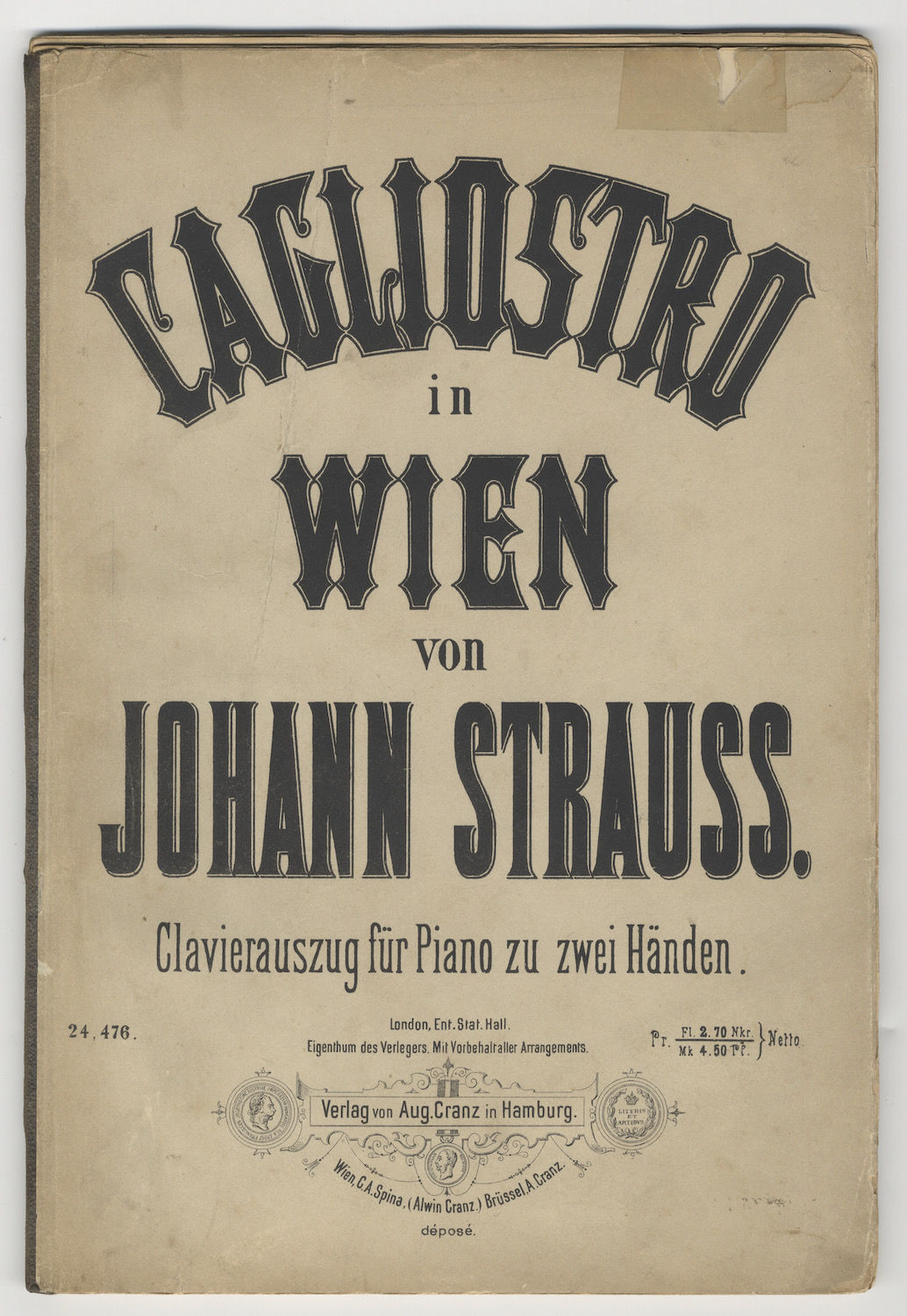 Cagliostro In Wien For Solo Piano Without Text By Jr 15 19 Johann 1878 From J