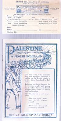 PALESTINE FOR A JEWISH HOMELAND LET US RISE UP AND BUILD