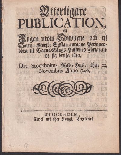 Ytterligare Publication, at ingen utom edswurne…