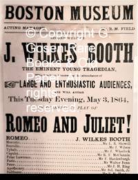 BOSTON MUSEUM SECOND WEEK OF J. WILKES BOOTH THE EMINENT YOUNG TRAGEDIAN by John Wilkes Booth - May 1864