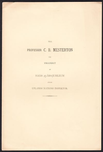 Till professor C.B. Mesterton vid firandet af…