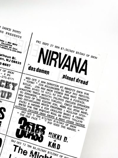 Original Promotional Flyer For Nirvana At City Gardens