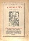 Catalogue 540/1924 = Nachtrag zu Cat. 535. Incunabula.
