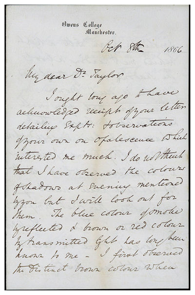 Autograph letter signed from Roscoe to Taylor
