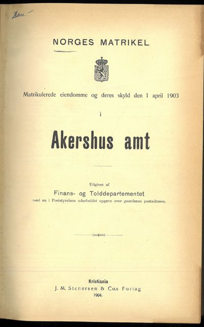 Matrikulerede eiendomme og deres skyld den 1.…