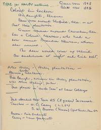 Alex Haley’s Genealogical and Historical Notes on His Father’s Side of the Family, Likely for His Posthumous Novel Queen