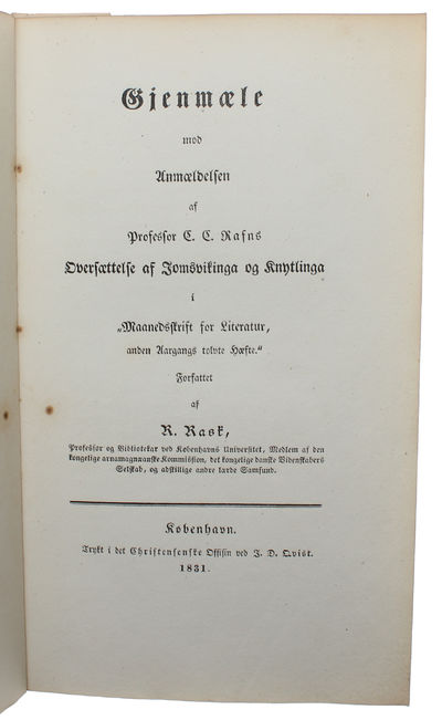 Gjenmæle mod Anmældelsen af Professor C.C. Rafns Oversættelse af Jomsvikinga og Knytlinga i "Maanedsskrift for Litteratur, anden Aargangs tolvte Hæfte." (photo 2)