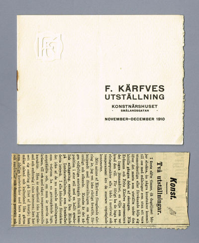 F. Kärfves utställning. Konstnärshuset…