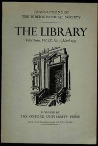 image of The Library 5th Series Vol IX No. 1 March 1954: Transactions of the Bibliographical Society