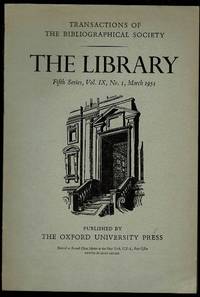 The Library 5th Series Vol IX No. 1 March 1954: Transactions of the Bibliographical Society