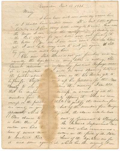 The Only Abraham Lincoln Letter to his Fianc?e Mary Owens Still in Private Hands - Long on Politics, Short on Love