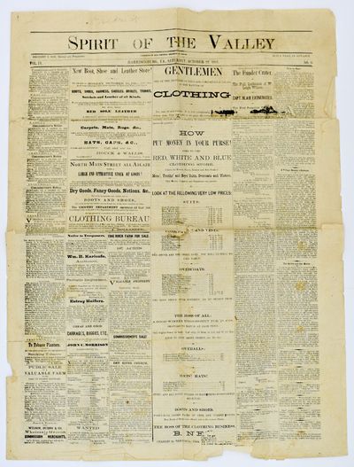 [AMERICANA] [NEWSPAPER] SPIRIT OF THE VALLEY. ROCKINGHAM COUNTY. ONE ISSUE
