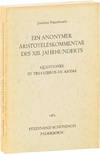 Ein Anonymer Aristoteleskommentar des XIII Jahrhunderts. Questiones in Tres Libros De Anima