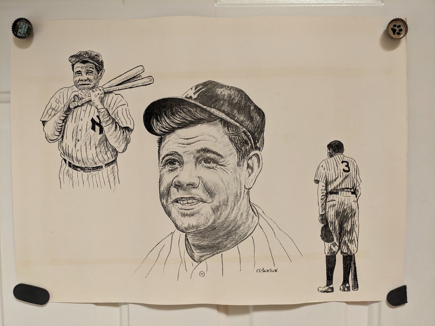 3 drawings ofRUTH Artwork by F S Packlick unframed about