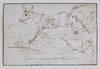Pen and Ink drawing entitled "Protection accorder aux beaux artes en 1816" with a kicking ass depicted
