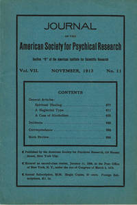 image of JOURNAL OF THE AMERICAN SOCIETY FOR PSYCHICAL RESEARCH. Volume VII. No. 11. November, 1913.