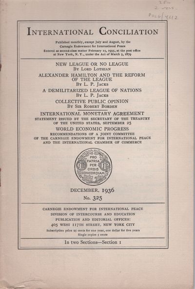 New York: Carnegie Endowment for International Peace, 1936. Paperback. Very Good+. Paperback. Both i...