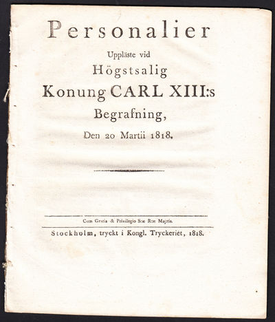 Personalier uppläste vid högstsalig konung Carl…