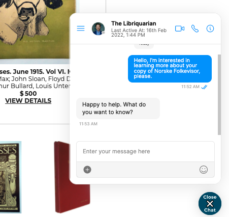 screenshot of chat feature